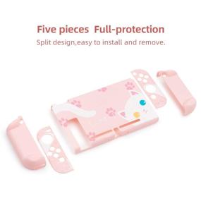 img 3 attached to 🐱 GeekShare Pink Cat Protective Case Set for Nintendo Switch - Anti-Scratch and Soft Touch Replacement Housing Shell for Console and Joycon