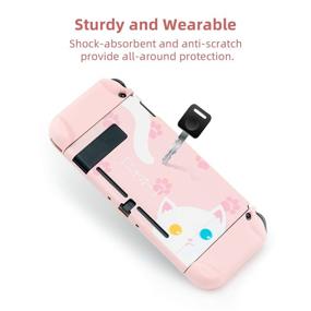 img 2 attached to 🐱 GeekShare Pink Cat Protective Case Set for Nintendo Switch - Anti-Scratch and Soft Touch Replacement Housing Shell for Console and Joycon