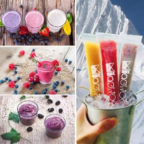 img 3 attached to 🍦 120 BPA Free Disposable Ice Pop Mold Bags with Zip Seals | Freezer Tubes for Healthy Snacks, Yogurt Sticks, Juice &amp; Fruit Smoothies | Ice Candy Pops with Funnel | Includes 2 Pack Ice Pop Sleeves