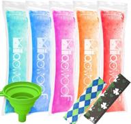 🍦 120 bpa free disposable ice pop mold bags with zip seals | freezer tubes for healthy snacks, yogurt sticks, juice &amp; fruit smoothies | ice candy pops with funnel | includes 2 pack ice pop sleeves logo