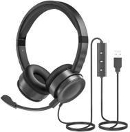 uhuru usb computer headset with microphone: lightweight and noise cancelling for laptop, skype, zoom, webinars, home office, online classes, call centers logo