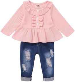 img 4 attached to Girls' Toddler Suspender Jumpsuit: Stylish Clothing for Your Little Fashionista