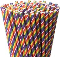 🌈 long-lasting rainbow paper straws – 12+ hours durability, biodegradable & eco-friendly – 200-pack colored pride party straws – perfect for parties, everyday home use logo