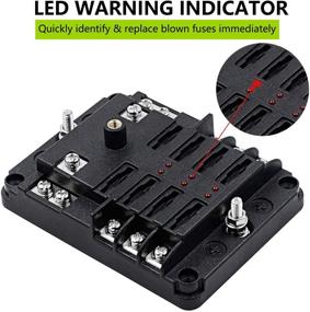 img 2 attached to ATC/ATO 6 Circuit Fuse Box with Negative Bus - 6 Way Fuse Block with Ground, Protection Cover, Bolt Connect Terminals, 70 pcs Stick Label - Ideal for 12V/24V Vehicle Car Boat Marine Auto Applications