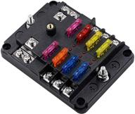 atc/ato 6 circuit fuse box with negative bus - 6 way fuse block with ground, protection cover, bolt connect terminals, 70 pcs stick label - ideal for 12v/24v vehicle car boat marine auto applications logo