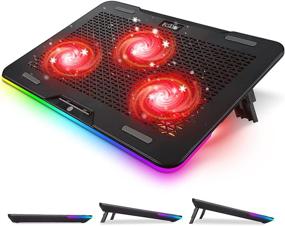 img 4 attached to 💻 Laptop Cooling Pad with 3 Quiet Red LED Fans - Touch Control Multi-Light Modes - Dual USB Ports, Portable Adjustable Cooling Stand for 12-17 Inch Laptop