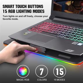 img 2 attached to 💻 Laptop Cooling Pad with 3 Quiet Red LED Fans - Touch Control Multi-Light Modes - Dual USB Ports, Portable Adjustable Cooling Stand for 12-17 Inch Laptop