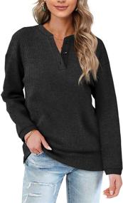 img 4 attached to 👚 Stylish and Comfortable: OFEEFAN Women's Casual Sweatshirts - Henley Button Up Long Sleeve Tunic Tops