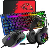 ultimate gaming set: 4-in-1 keyboard mouse combo with 🎮 backlit mechanical feel, lightweight honeycomb mouse, and gaming headset for pc/laptop logo