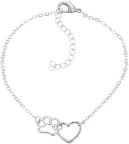 img 1 attached to Hollow Heart Puppy Dog Cat Pet Paw Print Bracelet: Exquisite Animal Footprint Jewelry for Pet Lovers