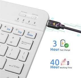 img 2 attached to 🔌 Улучшите свой Amazon Fire HD 10 с нашей тонкой портативной беспроводной клавиатурой - аккумулятор на подзарядке - белый