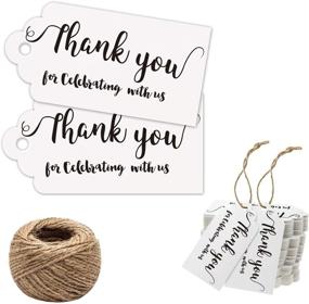 img 4 attached to 100Pcs White Thank You Tags for Wedding, Birthday, 🏷️ Baby Shower Party Favors - Includes 100 Feet Jute String