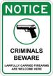 criminals firearms sign amendment support logo