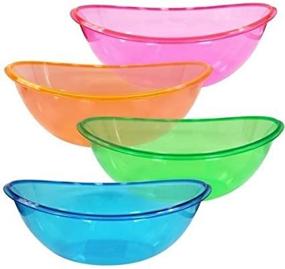 img 2 attached to 🌈 Bundle of 4 Assorted Neon Colors - Party Dimensions Plastic Oval Contoured Bowl