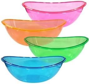 img 3 attached to 🌈 Bundle of 4 Assorted Neon Colors - Party Dimensions Plastic Oval Contoured Bowl