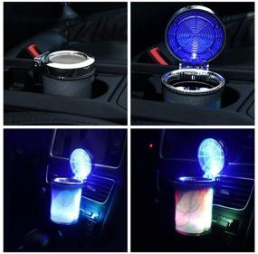 img 2 attached to 🚗 Portable Xingrass Auto Car Ashtray with LED Light - Smokeless Smoking Stand Cylinder Cup Holder (Silver)