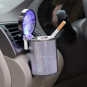 img 4 attached to 🚗 Portable Xingrass Auto Car Ashtray with LED Light - Smokeless Smoking Stand Cylinder Cup Holder (Silver)