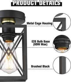 img 2 attached to 💡 Ken & Ricky Semi Flush Mount Lighting Fixtures – Industrial Style Ceiling Lights with Matte Black Finish for Laundry, Hallway, Kitchen, Stairway – Pack of 2