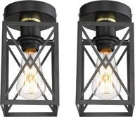 💡 ken & ricky semi flush mount lighting fixtures – industrial style ceiling lights with matte black finish for laundry, hallway, kitchen, stairway – pack of 2 логотип