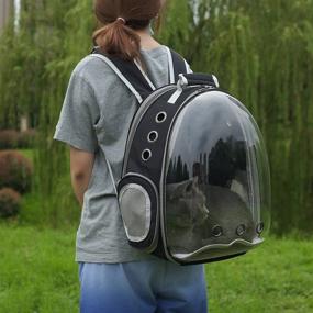 img 3 attached to 🐾 SnazzyPet Transparent Bubble Backpack Carrier for Small Pets up to 15 Lbs with Space Capsule Design and Expandable Mesh Back.