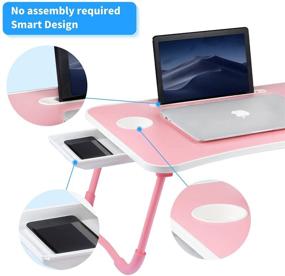 img 2 attached to 🛏️ Veramz Laptop Desk for Bed - Pink, Foldable Legs, Storage Drawer & Cup Holder, Couch Table, Reading Desk for Sofa - Notebook Bed Tray Table with Enhanced SEO