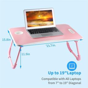 img 1 attached to 🛏️ Veramz Laptop Desk for Bed - Pink, Foldable Legs, Storage Drawer & Cup Holder, Couch Table, Reading Desk for Sofa - Notebook Bed Tray Table with Enhanced SEO