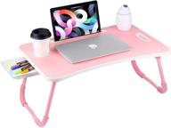 🛏️ ноутбук-подставка veramz для кровати - розовая, складные ножки, выдвижной ящик и держатель для чашек, стол для дивана, читательский стол для дивана - стол для лептопа с улучшенной оптимизацией для поисковых систем логотип