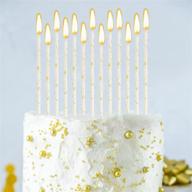 🎂 threlaco 24-piece long thin birthday cake candle set – cupcake candles for wedding, anniversary, graduation, retirement party decor, white with gold accent logo