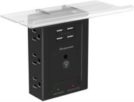 ⚡ iecopower стенной сетевой фильтр с возможностью подключения usb, 2100 дж, 6 розеток и 4 портами usb для зарядки, многорозеточная панель расширитель с тремя сторонами и подсветкой - черная. логотип