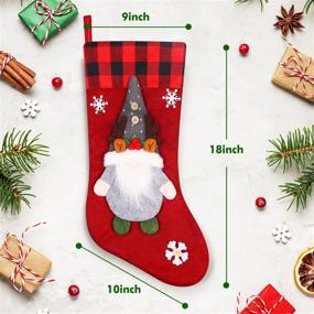 img 2 attached to 🧦 YEARHIGH 18in Large Christmas Stockings with Buffalo Plaid Gnomes and Santa – 3 Pack for Farmhouse, Home Decor, Xmas Tree, and Fireplace