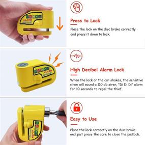 img 1 attached to Замок дисковый с сигнализацией для мотоцикла с звуковой сигнализацией 110 дБ, блокировка диска для безопасности мотоциклов, велосипедов и скутеров, представленная брендом D1M (желтый) для мотоциклов и скутеров.