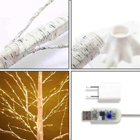 img 2 attached to 🌳 5 FT Birch Tree Light | 305 pcs LEDs Warm White | 8 Flashing Modes | Remote Dimmable Lighted Trees for Home Decor, Party, Wedding, Festival Decoration, etc. | Includes Remote, Base, and Plug | Big Sale!