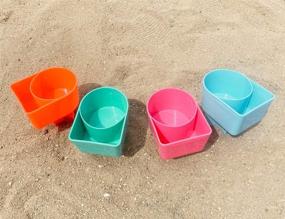 img 1 attached to Multifunctional Home Queen Beach Cup Holder Set - Beverage, Phone, Sunglass, and Key Sand Coasters for Beach Accessory - 4 Pack (Teal, Orange, Blue, and Pink)