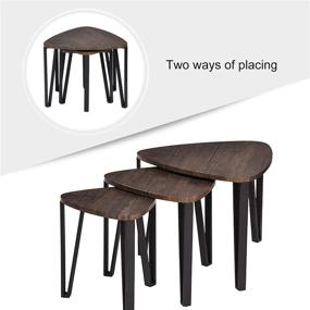 img 1 attached to 🌳 Vintage Nesting Tables Set of 3 for Living Room Coffee Table Sets - Industrial Stacking End Side Tables, Nightstands for Bedroom, Home Office