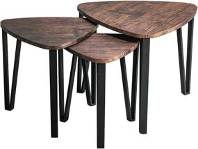 img 4 attached to 🌳 Vintage Nesting Tables Set of 3 for Living Room Coffee Table Sets - Industrial Stacking End Side Tables, Nightstands for Bedroom, Home Office