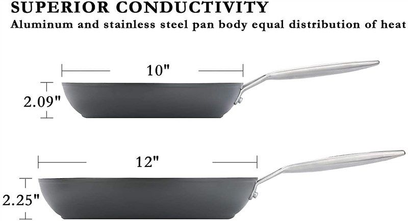 MSMK MsMk 8 12 Inch Small Frying Pan with Lid, Titanium and