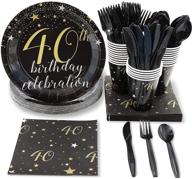 🎉 complete 40th birthday party supplies set - plates, napkins, cups, and cutlery (24 guests, 144 pieces) logo