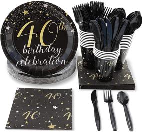 img 4 attached to 🎉 Complete 40th Birthday Party Supplies Set - Plates, Napkins, Cups, and Cutlery (24 Guests, 144 Pieces)