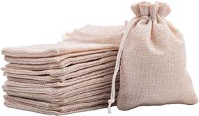 img 3 attached to 🎁 Sansam 50pcs Burlap Gift Bags with Cream Lining - 7.0x9.0cm, Jewelry Pouches, Wedding Favors, Sacks
