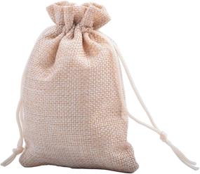 img 2 attached to 🎁 Sansam 50pcs Burlap Gift Bags with Cream Lining - 7.0x9.0cm, Jewelry Pouches, Wedding Favors, Sacks