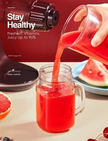 img 2 attached to 🥤 Grey BPA Free Juicer Machines: High Yield Slow Masticating Juicer with Easy-to-Clean Design, 2-Speed Cold Press Slow Juicer, Juice Recipes for Fruits and Vegetables, Quiet Motor