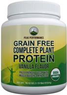 🌱 raw organic vegan protein powder: organic paleo, grain-free, plant-based. excellent amino acid profile & less than 1g sugar. vanilla hemp & pea protein powder blend. logo