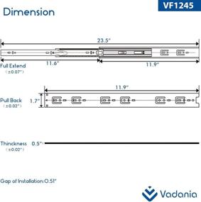 img 1 attached to ⚙️ VADANIA 12 Inch Push to Open Drawer Slides VF1245 - Heavy Duty 100lb Load Capacity, 1 Pair (2-Pack)