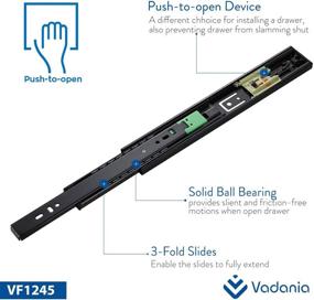 img 2 attached to ⚙️ VADANIA 12 Inch Push to Open Drawer Slides VF1245 - Heavy Duty 100lb Load Capacity, 1 Pair (2-Pack)