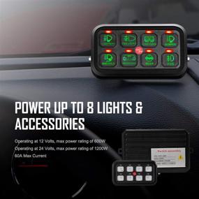 img 3 attached to 🚦 Auxbeam 8 Gang Switch Panel: Universal Control Relay System for Car, Truck, Boat - Green LED On-Off Switches