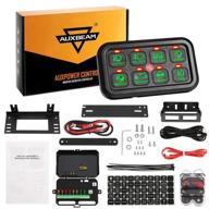 🚦 auxbeam 8 gang switch panel: universal control relay system for car, truck, boat - green led on-off switches logo