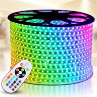 iekov rgb led strip light - waterproof/dimmable smd5050 16.4ft/5m rope light with remote for home/office/building decoration - flexible, multi colors, multi-modes function logo