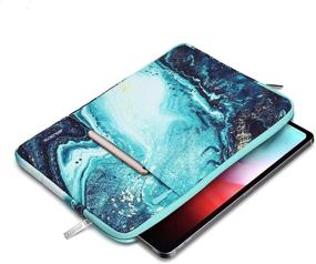 img 1 attached to 📱 MOSISO Tablet Sleeve for iPad Pro 11 inch (3rd Gen) M1 5G 2021-2018, 2020 10.9 iPad Air 4, 10.2 iPad 8th/7th Gen, 10.5 iPad Air 3, iPad 9.7, Polyester Creative Wave Marble Vertical Bag in Blue