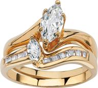 💍 palm beach jewelry bridal ring set: gold-plated marquise cut cubic zirconia logo