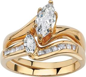 img 4 attached to 💍 Palm Beach Jewelry Bridal Ring Set: Gold-Plated Marquise Cut Cubic Zirconia